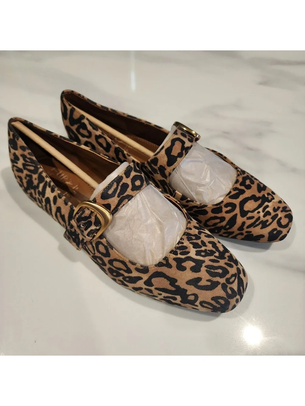 NEW Naturalizer Cosmic Leopard Suede Mary Jane Flats Square Toe Size 8.5M NWOB
